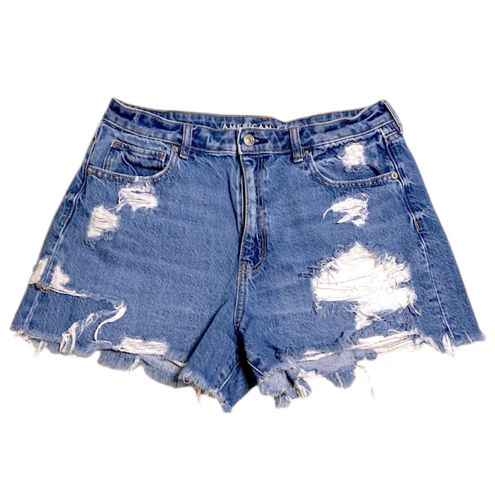 SOLD :: AE Distressed Denim Mom Shorts - Picture 2 of 7